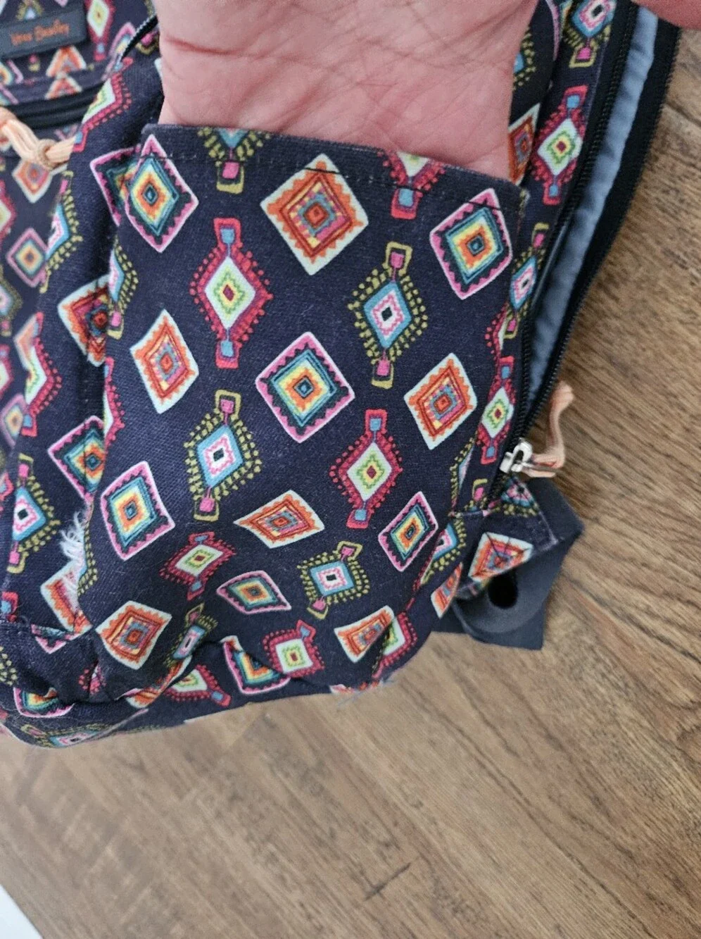 Vera Bradley Navy Backpack with Multicolor Diamond Print